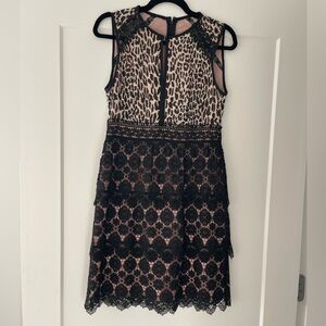 Nanette Lepore Black and Leopard Mini Dress